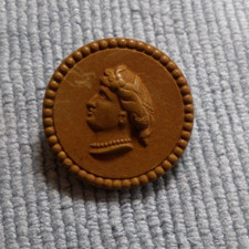 Antiguo botón de imagen Goodyear de goma 1851 CABEZA CAMAFEO de dama
