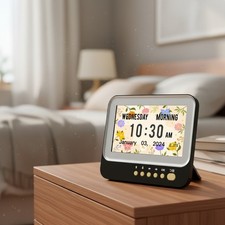 Large Digital Day & Time Clock for Elderly - 15 Alarm Reminders & Clear Display