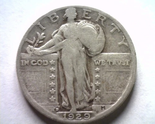 1929-D STANDING LIBERTY QUARTER FINE F NICE ORIGINAL COIN BOBS COINS FAST SHIP