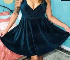 FOREVER 21 Black Velvet Fit & Flare Mini Dress Strappy Sleeveless Size S