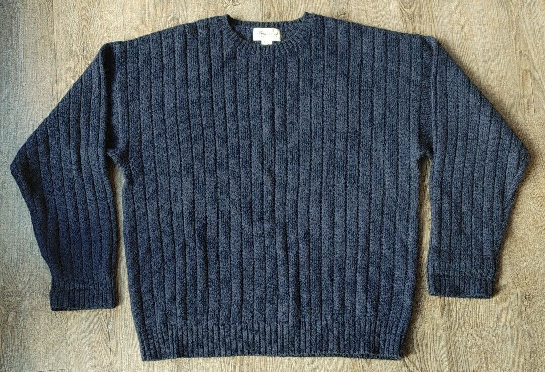 Eddie Bauer Sweater Mens Extra Large Wool Knit Fishermen Heavyweight Grandpa LS