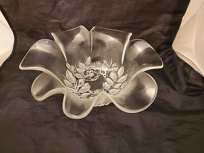 MIKASA BIANCA Rosella Fluted Floral Embossed Crystal Decorative Bowl 11'' + Box