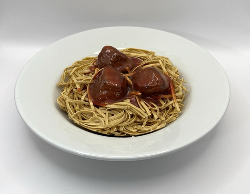 ESPAGUETIS y albóndigas de comida realista falsa imitación plato escenario utilería exhibición - Imagen 3 de 6