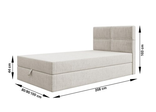 Bett NOLA MINI Boxspringbett mit Bettkästen, Topper H3, Einzelbett, Stauraum - Bild 15 von 37