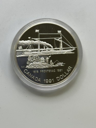 1991 - Canadá | Frontenac Anniv. Moneda de dólar de plata a prueba con caja y certificado de autenticidad - Imagen 2 de 3