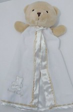 Carters Tan White Bear Sweet Baby Security Blanket Rattle Lovey Satin