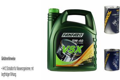 5L Motoröl FANFARO VSX 5W-40 1x MANNOL Leak-Stop ADDITIV+Motor Flush