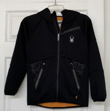 Spyder Black Zip Front Hooded Jacket Fleece Lined Sz M