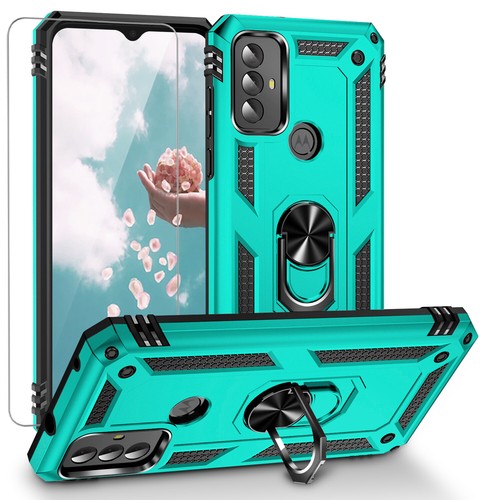 For Motorola Moto G Play 2023 Ring Case Magnetic Metal Kickstand +Tempered Glass - 第 40/45 張圖片