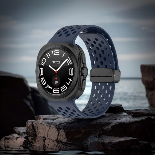 Silicone Strap Breathable for Samsung Galaxy Watch 7 Ultra 47mm (Blue) - Zdjęcie 2 z 6