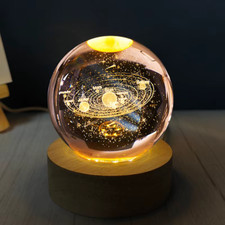 3D Art Crystal Ball Night Lamp - Solar System