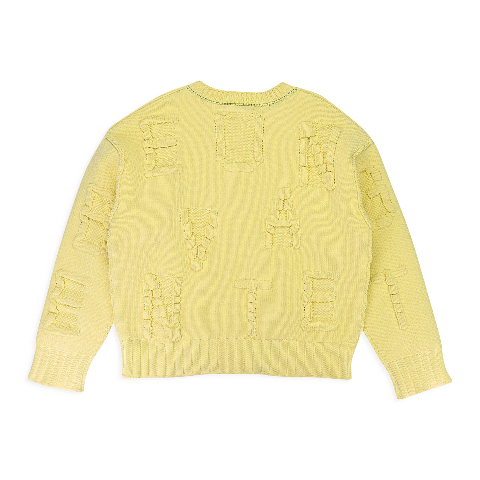 Maglione maglia ciniglia alfabeto giallo Bottega Veneta nuovo con etichette taglia XL $2150