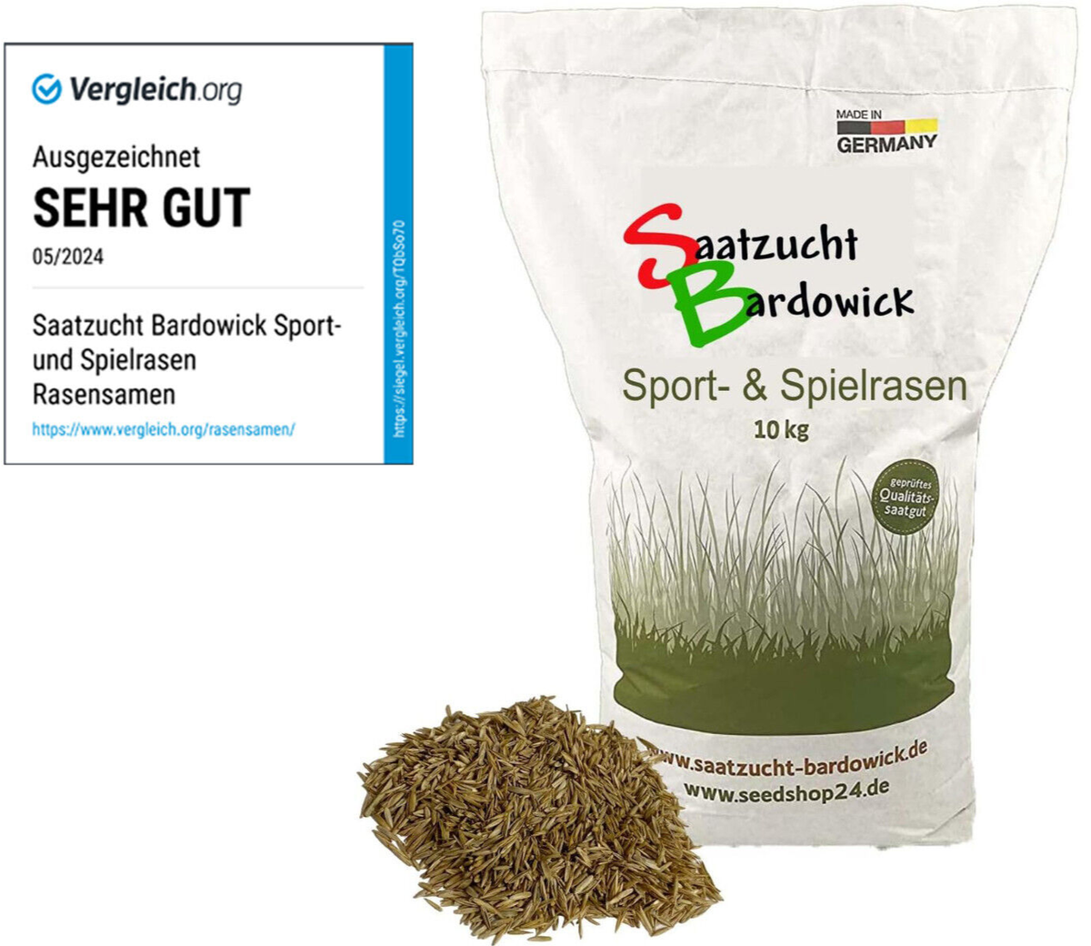 10 kg Rasen Rasensamen Rasensaat Sportrasen Spielrasen Nachsaat Gras  Qualitt