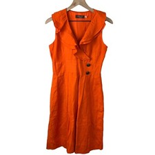 Eliza J Womens Orange Linen Blend Sleeveless Ruffled Sailor A-Line Dress 6