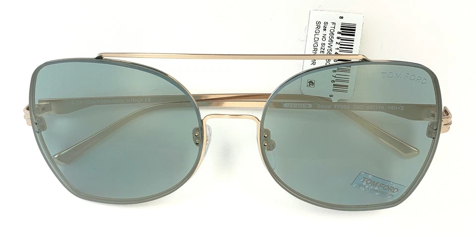 Gafas de sol TOM FORD Scout TF656 28Q 58 mm de gran tamaño mariposa doradas/verdes Foto 3 de 4
