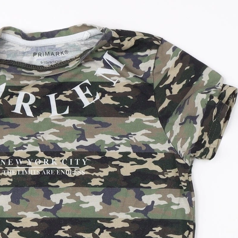 Primark Boys Green Camouflage Polyester blend T-Shirt Size 9-10 Years - Image 4 of 4