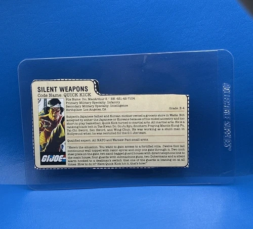 Vintage Original 1985 G.I. Joe QUICK KICK File Card Filecard Replacement Part
