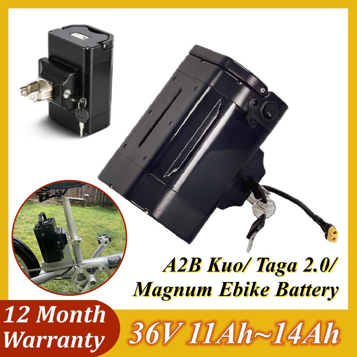 Seat Post Ebike Battery 36V 11Ah 14Ah for Magnum A2B Kuo