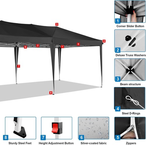NEW 10x20 Pop Up Canopy Outdoor Waterproof Sun Shelter Commercial Party Tent - Picture 78 of 119