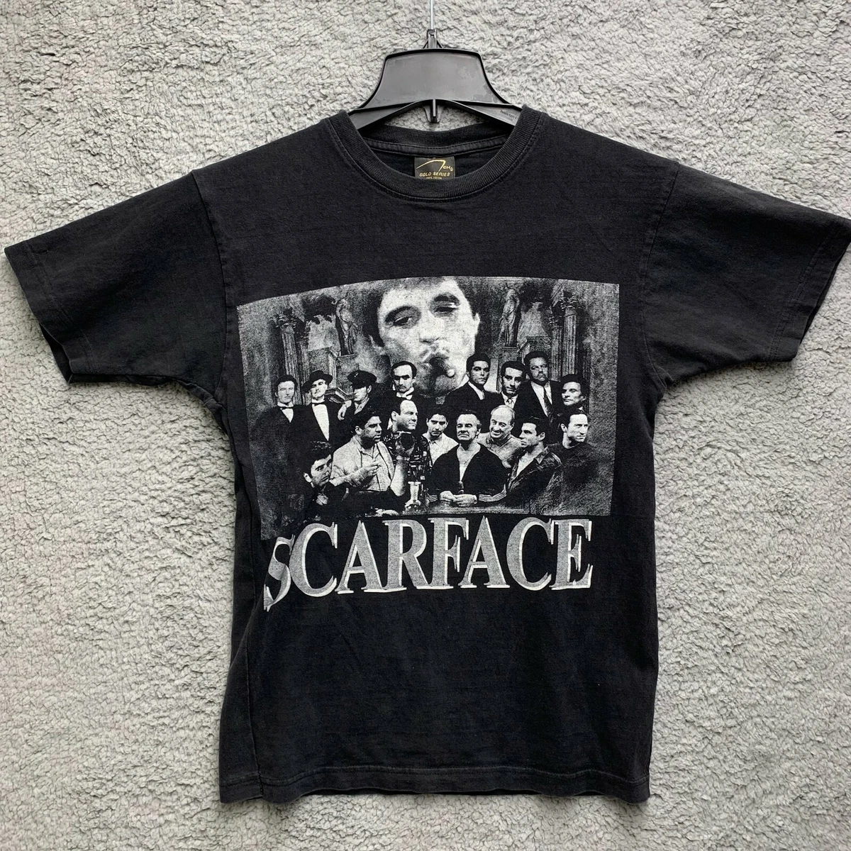 VTG 90s Tony Montana Graphic Scarface Movie T Shirt Al Pacino Black Cotton  Small