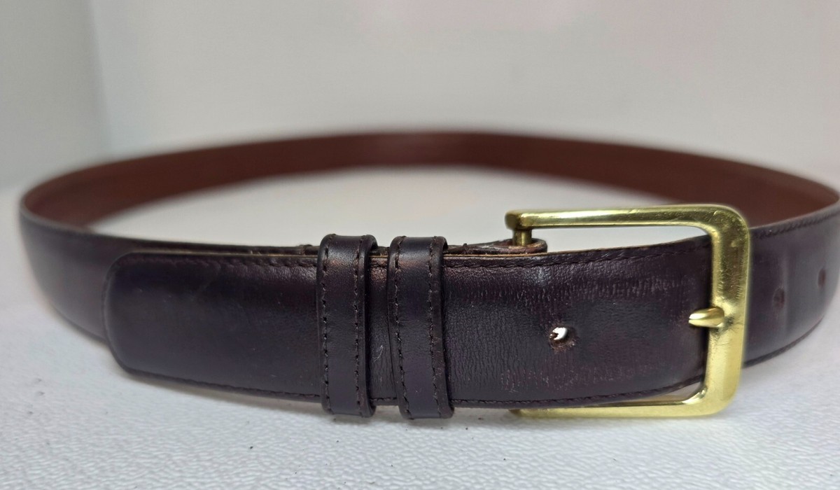 Coach Handcrafted Burnished Cowhide Leather Belt With Brass Buckle Burgandy Vintage 80s Coach Burnished Cowhide 1 1/4 main image 3