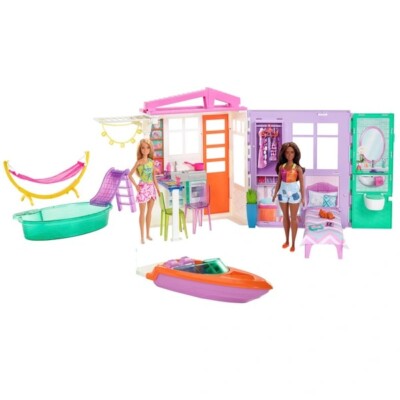 Barbie Holiday Fun Summer Beach House Dolls and Accessories