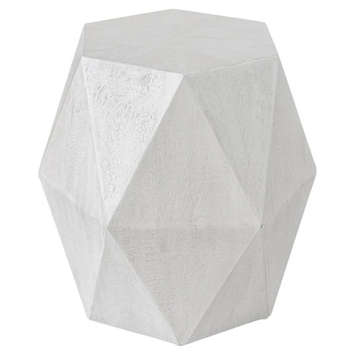 Uttermost Volker Contemporary Wood Geometric Accent Table in White - Picture 3 of 7
