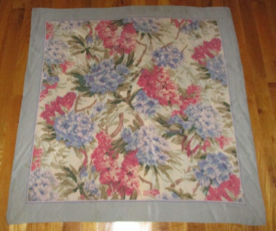 Signature ECHO Light Blue Pink Floral 100% Silk Square Scarf 33''