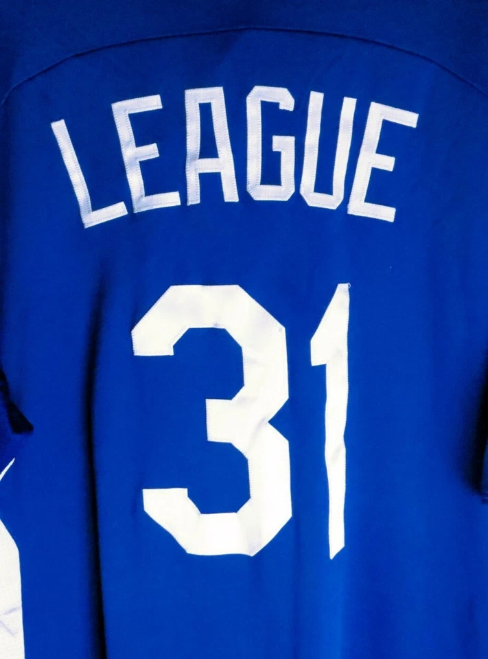 Camiseta de práctica de bateo edición del equipo de la Liga Brandon 2013 Dodgers #31 talla 46