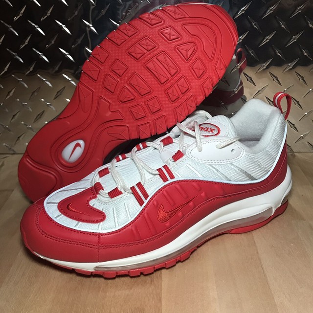 Nike Air Max 98 Menâs Size 8 University Red White Shoes 640744-602 for sale online | eBay