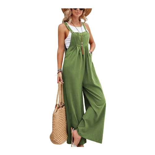 Lässige Damen-Latzhose Overall lockerer Strampler weites Bein Overall Playsuit einfarbig USA - Bild 19 von 30