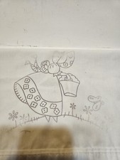 1 Vintage Stamped Cotton Pillowcase 20" X 28" Hobby Ready To Embroid GUC 8361  