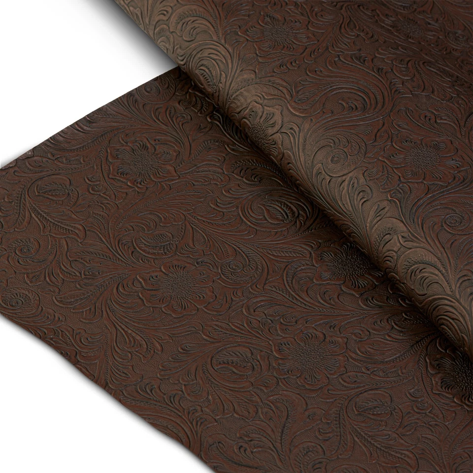 Tooled Faux Leather Western Embossed Vinyl - Fabric By The Yard - Image 3 of 4