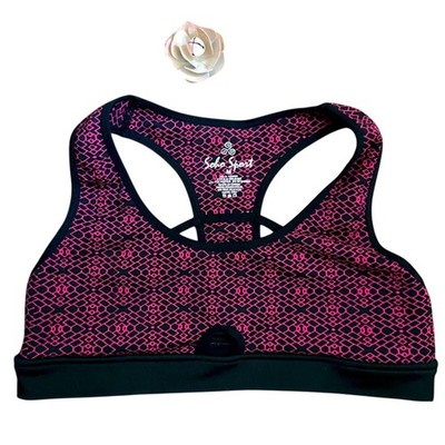 Saba Sport Sports Bra In Black And Pink Women's Size Medium