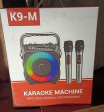 Karaoke Machine Two Wireless Microphones LED Lights K9-M Black/Orange New in Box