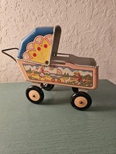 Antique 1930's Wyandotte Tin Litho Toy Baby Carriage, Childeren, Cats, Dogs-Very