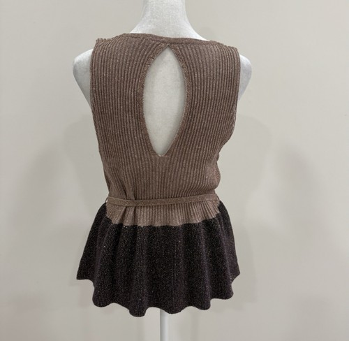 Moth Riella Metallic Sweater Tank Size Medium Rose Gold Peplum Anthropologie - Bild 3 von 7