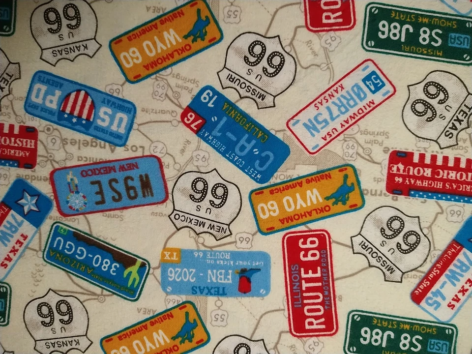 Route 66 Vintage Maps License Plates Snuggle Cotton Flannel Fabric 15x43 - Image 4 of 4