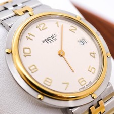 Hermes Wristwatch Olympia Date Two-tone Gold Men's Quartz New Battery Replace