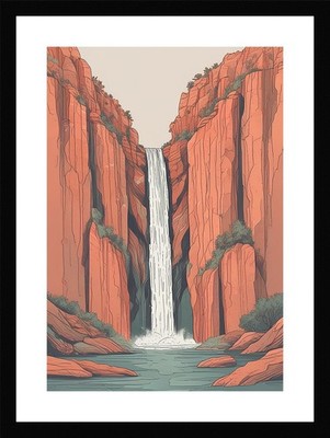 Epischer Wasserfall gerahmtes Wandbild Poster Leinwanddruck Bild