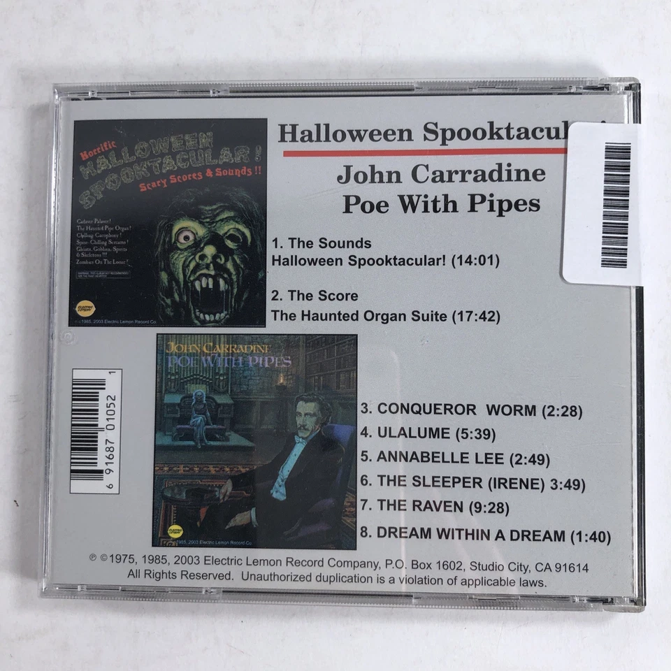 Horrific Halloween Spooktacular Scary Scores John Carradine Poe with Pipes CD Foto 2 de 3