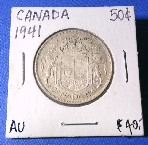 1941 SILVER CANADA HALF DOLLAR, WWII ISSUE, LOOK!