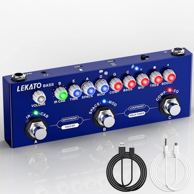 LEKATO Bass Multi Effects Pedal, Guiter Peda with IR Loading 9 AMP Models, De...