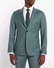 NEW EXPRESS 298 MEDIUM BLUE HEATHER EXTRA SLIM FLANNEL SUIT JACKET SZ 40R
