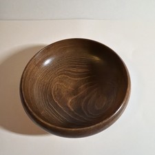 MCM hand turned 51/2  wooden bowl walnut honey tones stamped JAPAN