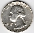 1964-D Washington Quarter 90% Silver AU