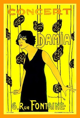 Vintage Concert Poster Featuring Damia   Art Nouveau Style 24x36 