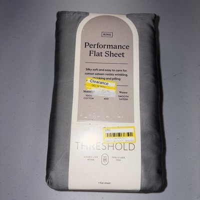 Threshold KING Performance Flat Sheet Cotton Sateen Cream 400 Thread Count NEW