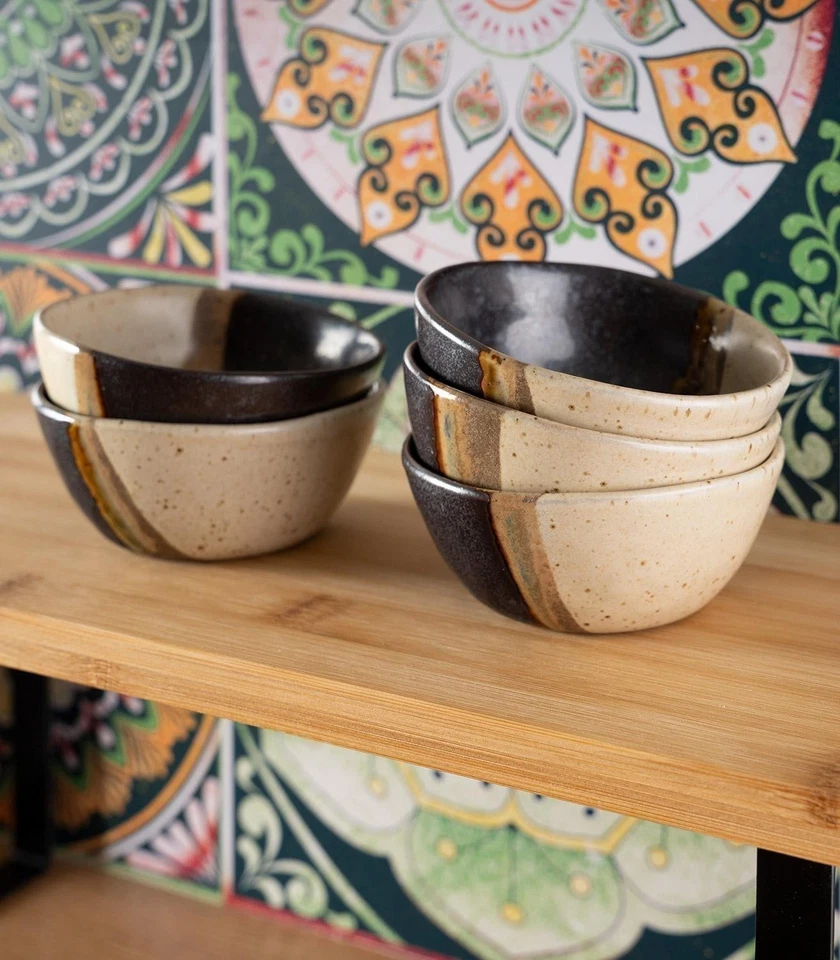 Snackschalen 4er Set Schälchen Schalen Keramik matt Schwarz Braun Ø 9 cm - Bild 3 von 4