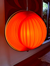 Vintage Space Age Panton style Moon light - orange plastic ceiling pendant